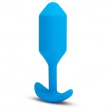 Профессиональная пробка для ношения с вибрацией голубая «Vibrating Snug Plug 3», B-vibe BV-035-BLU, из материала силикон, длина 12.4 см., со скидкой