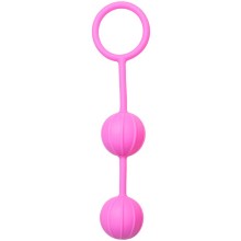 Вагинальные шарики «Vertical Ribbed Geisha Ball», цвет розовый, EDC Collections ET004PNK, из материала силикон, длина 16 см., со скидкой