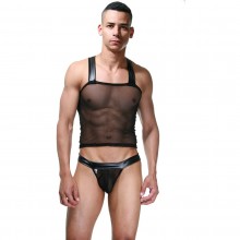 Полупрозрачный мужской комплект белья черного цвета, размер L/XL, La Blinque LBLNQ-15391-LXL, из материала полиамид, цвет черный