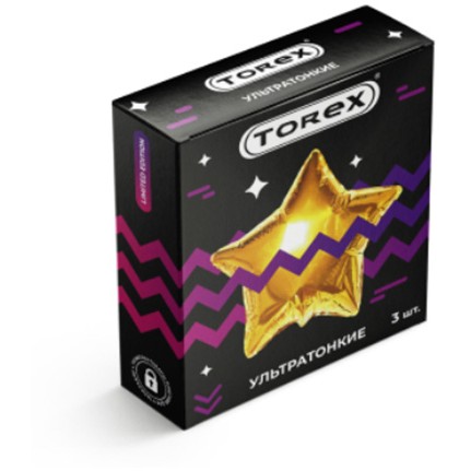 Ультратонкие презервативы «Torex Party», 3 шт, TRX-2403, из материала латекс, длина 18 см., со скидкой