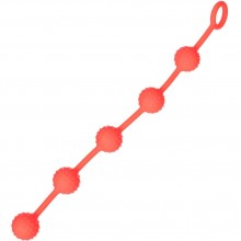 Анальная цепочка с кольцом, цвет красный, диаметр 2.2 см, OYO OYO-SKN-ANL035 RED, длина 30 см., со скидкой