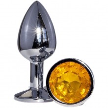 Металлическая анальная втулка «OYO» с желтым кристаллом - 7,2 см, OYO PS09-EGZO-Bag-Orange., цвет желтый, длина 7.2 см., со скидкой