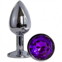 Металлическая анальная втулка «OYO» с фиолетовым кристаллом - 7,2 см, OYO PS05-EGZO-Bag-Violet., цвет фиолетовый, длина 7.2 см., со скидкой