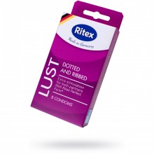 Презервативы «Ritex LUST №8» рифленые с пупырышками, латекс, 19 см, Ritex 2010, длина 19 см.