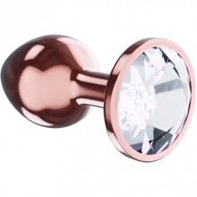 Анальная пробка «Diamond Moonstone Shine» L с прозрачным кристаллом, Розовое Золото, Lola Games 4021-02lola, длина 8.3 см., со скидкой