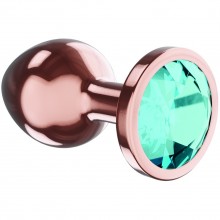 Анальная пробка с изумрудным кристаллом «Diamond Topaz Shine», размер L, розовое золото, Lola Games Diamond 4026-02lola, длина 8.3 см., со скидкой