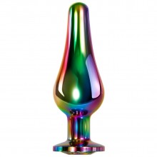 Радужная анальная пробка малая »Rainbow Metal Plug Small», Evolved EN-BP-8546-2, цвет радужный, длина 9.4 см.