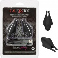 Перезаряжаемые виброзажимы для сосков ««Nipple Play Rechargeable Nipplettes», цвет черный, California Exotic Novelties SE-2589-50-2, бренд CalExotics, длина 7 см., со скидкой
