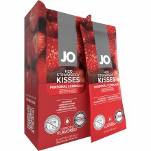 Набор саше съедобных лубрикантов «JO Flavored Strawberry Kiss» со вкусом клубники, 10 мл, 12 шт, System Jo JO40690, из материала водная основа, длина 65 см.