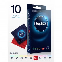 Классические презервативы «My Size №10», размер 60, 10 шт., 143169, из материала латекс, цвет прозрачный, длина 19.3 см., со скидкой