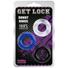 Набор из 3 эрекционных колец «Get Lock Donut Rings», тпэ, диаметр 3.3 см, Chisa Novelties CN-330300899, из материала TPE, диаметр 3.3 см., со скидкой