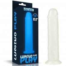 Светящийся фаллоимитатор на присоске «Lumino Play Glow In The Dark», прозрачный, диаметр 4 см, LoveToy LV319021, из материала TPE, длина 21 см., со скидкой
