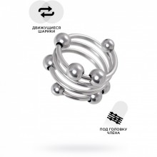 Кольцо под головку пениса «Metal by Toyfa» с движущимися шариками, металл, серебристое, 717110-S, цвет серебристый, диаметр 3.2 см., со скидкой