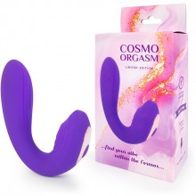 Фиолетовый изогнутый вибромассажер двойного действия «Cosmo Orgasm», фиолетовый, Bior Toys CSM-23164, из материала силикон, длина 18 см., со скидкой