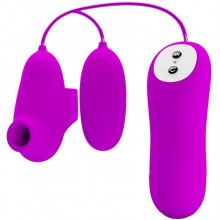 Вакуумный стимулятор и вибропуля «Suction & Vibro Bullets» на пульте управления, цвет фиолетовый, Baile BI-014925, длина 7 см., со скидкой