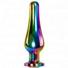 Rainbow Metal Plug Medium Радужная анальная пробка средняя, из материала алюминий, длина 11.1 см., со скидкой