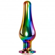 Металлическая пробка со стразом «Rainbow Metal Plug Large», цвет радужный, Evolved EN-BP-8560-2, из материала алюминий, длина 12.9 см., со скидкой