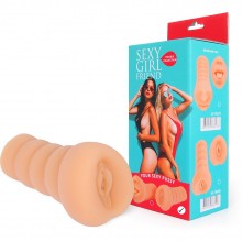 Мастурбатор-вагина телесного цвета «Sexy girl friend» с бороздками на внешней части, Bior Toys sf-70268, из материала TPR, со скидкой