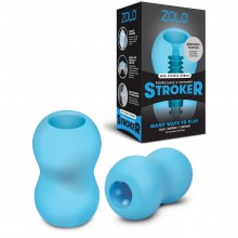 Двусторонний мастурбатор «Mini Double Bubble Stroker», цвет голубой, длина 8 см, ZOLO-6026, из материала TPR, длина 8 см., со скидкой