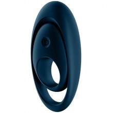 Эрекционное кольцо с вибрацией «Glorious Duo» с петлей для мошонки, цвет синий, материал силикон, Satisfyer 4009919BLUE, диаметр 4 см., со скидкой