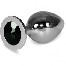 Серебряная втулка «Classic Large» с черным кристаллом, 10 см, LoveToy RO-SL09, из материала сталь, длина 10 см.