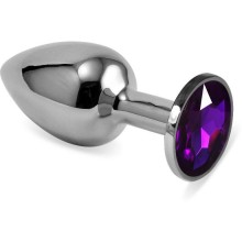 Серебряная втулка «Classic Small» с фиолетовым кристаллом, 6.8 см, LoveToy RO-SS08, из материала сталь, длина 6.8 см.