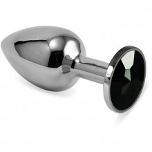 Серебряная втулка «Classic Small» с черным кристаллом, 6.8 см, LoveToy RO-SS09, из материала сталь, длина 6.8 см.