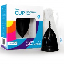 Черная менструальная чаша «OneCUP Classic», размер L, OC85, из материала силикон, длина 7.5 см., со скидкой