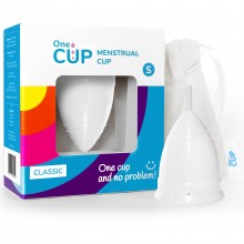 Белая менструальная чаша «OneCUP Classic», размер S, OC88, из материала силикон, длина 6.8 см., со скидкой