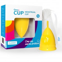 Желтая менструальная чаша «OneCUP Classic», размер S, OC90, из материала силикон, длина 6.8 см., со скидкой