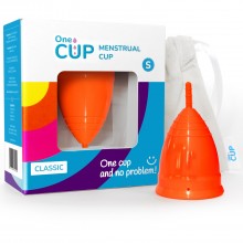 Оранжевая менструальная чаша «OneCUP Classic», размер S, OC92, из материала силикон, длина 6.8 см., со скидкой