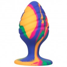 Текстурированная анальная пробка «Cheeky Large Swirl Tie-Dye Plug», цвет мульти, California Exotic Novelties SE-0439-20-3, бренд CalExotics, из материала силикон, длина 9 см., со скидкой