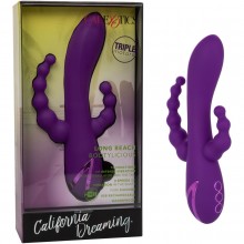 Вибромассажер-кролик с анальной цепочкой «California Dreaming Long Beach Bootylicious», рабочая длина 11.5 см, California Exotic Novelties SE-4351-30-3, бренд CalExotics, цвет фиолетовый, длина 11.5 см.