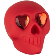 Вибромассажер в форме черепа «Bone Head», цвет красный, California Exotic Novelties SE-4410-06-3, из материала силикон, длина 7 см., со скидкой