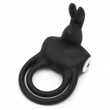 Эрекционное кольцо с вибрацией «Cock Ring», цвет черный, Happy Rabbit 73137, из материала силикон, длина 9.5 см., со скидкой
