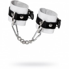 Мягкие наручники с одним ремешком с люверсами, цвет белый, Pecado BDSM 02194, из материала кожа, длина 18 см., со скидкой