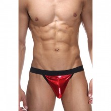 Блестящие мужские стринги, цвет красный, размер L/XL, La Blinque LBLNQ-15004-LXL, со скидкой