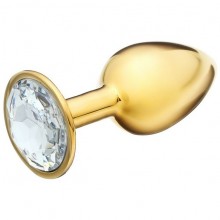 Анальная пробка с прозрачным кристаллом, цвет золотистый, материал металл, Сима-Ленд 5215661, цвет золотой, диаметр 2.7 см., со скидкой