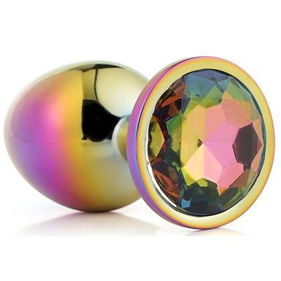 Голографическая анальная втулка с радужным кристаллом, Dream Toys 21781, цвет радужный, длина 7.1 см.