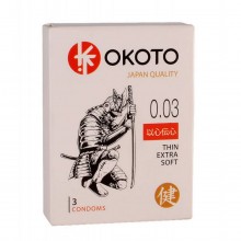 Презервативы с гладкой поверхностью «Okoto Thin Exstra Soft», упаковка 3 шт, СК-Визит Ситабелла 1465, из материала латекс, длина 18 см., со скидкой