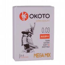 Презервативы «Okoto MegaMIX», упаковка 4 шт, СК-Визит Ситабелла 1468, цвет прозрачный, длина 18 см., со скидкой
