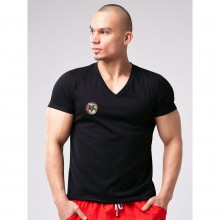 Мужская футболка в стиле милитари, цвет черный, размер M, Opium R-140, со скидкой