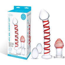 Набор стеклянных секс игрушек «Mr. Swirly», GLAS-SET-06, цвет прозрачный, длина 18.5 см., со скидкой