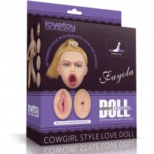 Надувная кукла с тремя любовными отверстиями с 3d лицом, цвет телесный, LoveToy LV153013, длина 93 см., со скидкой