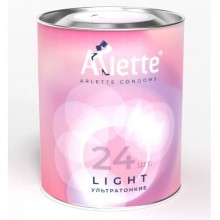 Ультратонкие презервативы, упаковка 24 шт, Arlette Light №24, из материала латекс, цвет прозрачный, длина 18.5 см., со скидкой