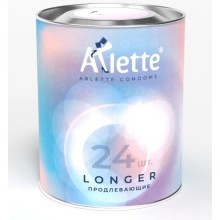 Презервативы с продлевающим эффектом, упаковка 24 шт, Arlette Longer №24, из материала латекс, цвет прозрачный, длина 18.5 см.