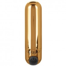 Вибропуля для стимуляции эрогенных зон «Rechargeable Hideaway Bullet Gold» в чехле для хранения, цвет золотой, California Exotic Novelties SE-0062-45-2, бренд CalExotics, длина 7.5 см., со скидкой