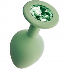 Анальная пробка с зеленым кристаллом «Gamma-S», цвет салатовый, Le Frivole 06785 S, из материала силикон, длина 7.2 см., со скидкой