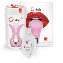 Набор секс игрушек из мини вибратора с вибромассажером и лубриакнт, цвет розовый, Gvibe PN6, бренд G-Vibe, длина 10.5 см.