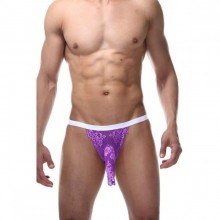 Джоки из фиолетового кружева на белых резинках, размер S/M, La Blinque LBLNQ-15421-SM, цвет фиолетовый, со скидкой